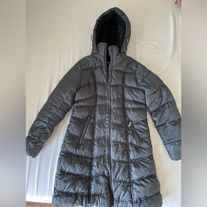 Big Chill Winter Coat – Navy Long Length Quilted Puffer Parka Jacket | Size S